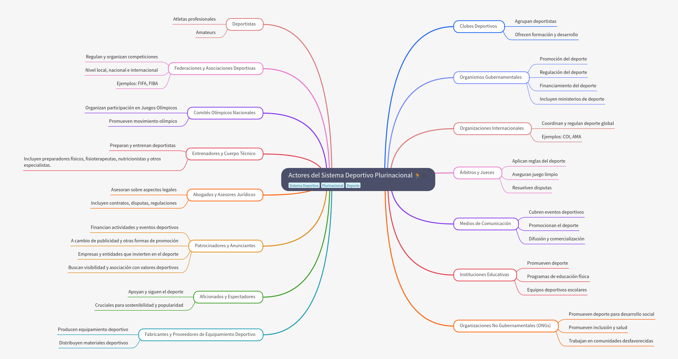 Key Actors in the Plurinational Sports System