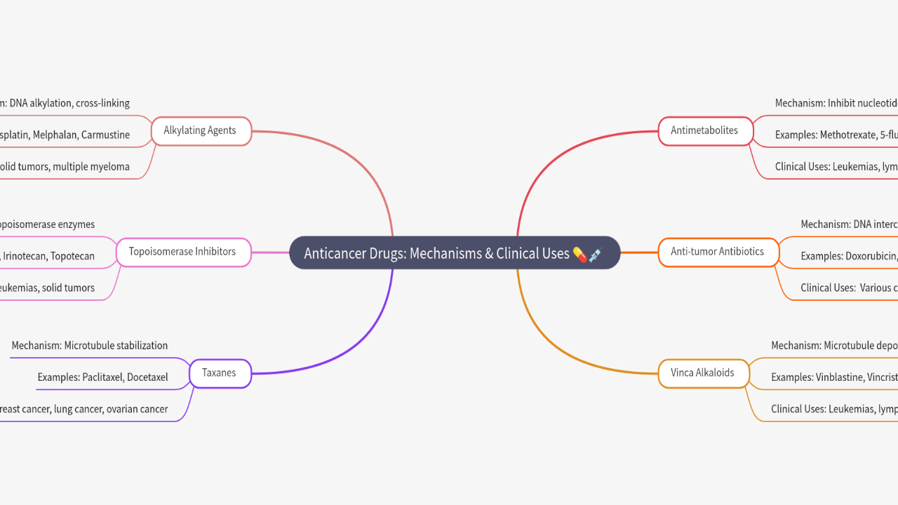 Mind Map:Anticancer Drugs: Mechanisms & Clinical Uses ...