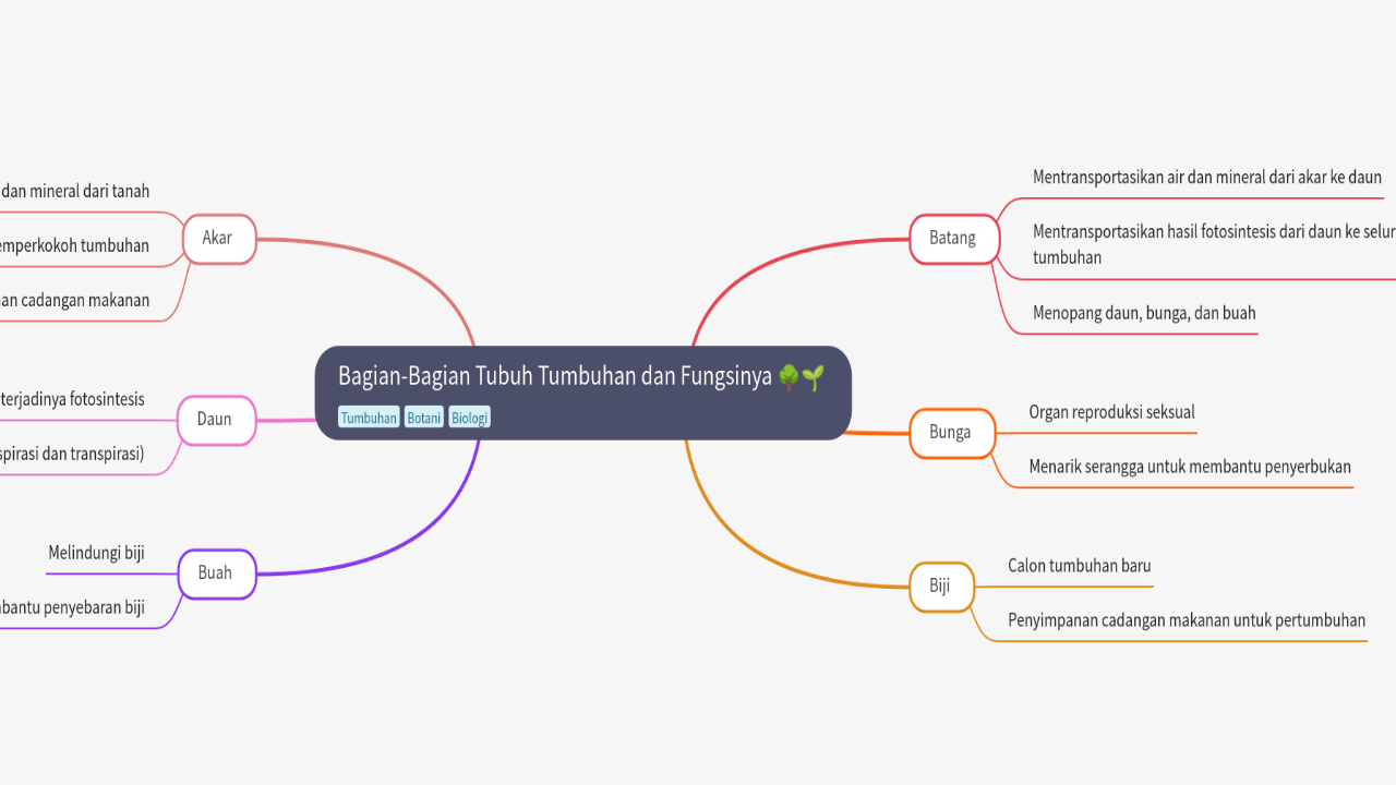 Mind Map:Bagian-Bagian Tubuh Tumbuhan dan Fungsinya ...