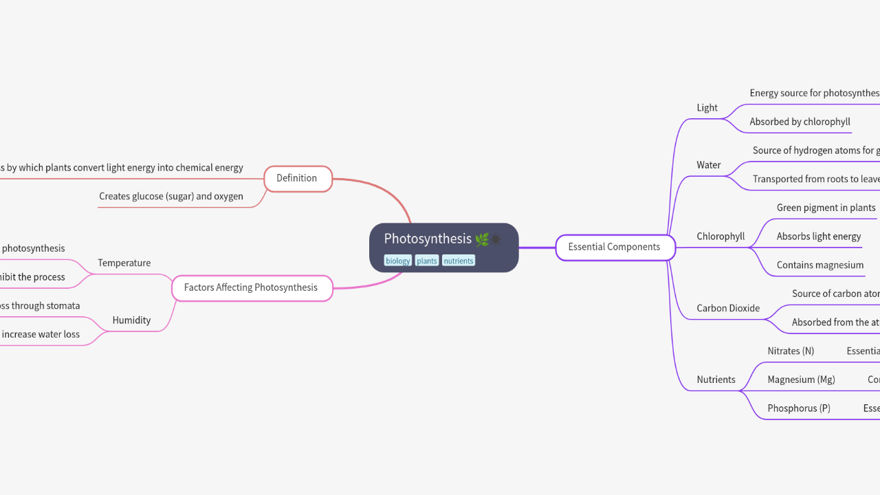 Mind Map:Photosynthesis ...