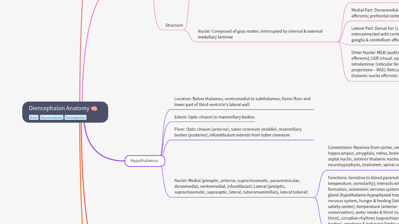 Mind Map:Diencephalon Anatomy ...