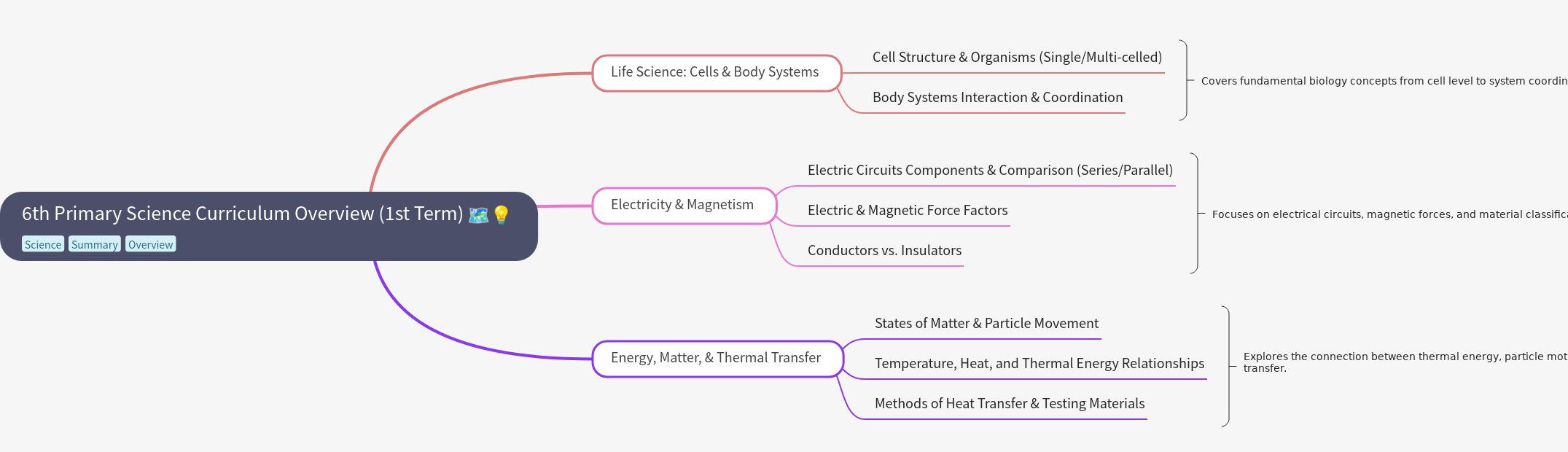 6th Primary Science Curriculum Overview (1st Term)