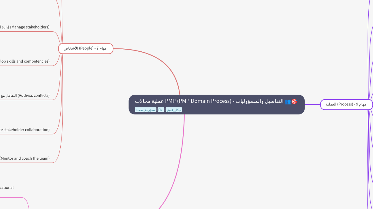 Mind Map:عملية مجالات PMP (PMP Domain Process) - التفاصيل والمسؤوليات ...