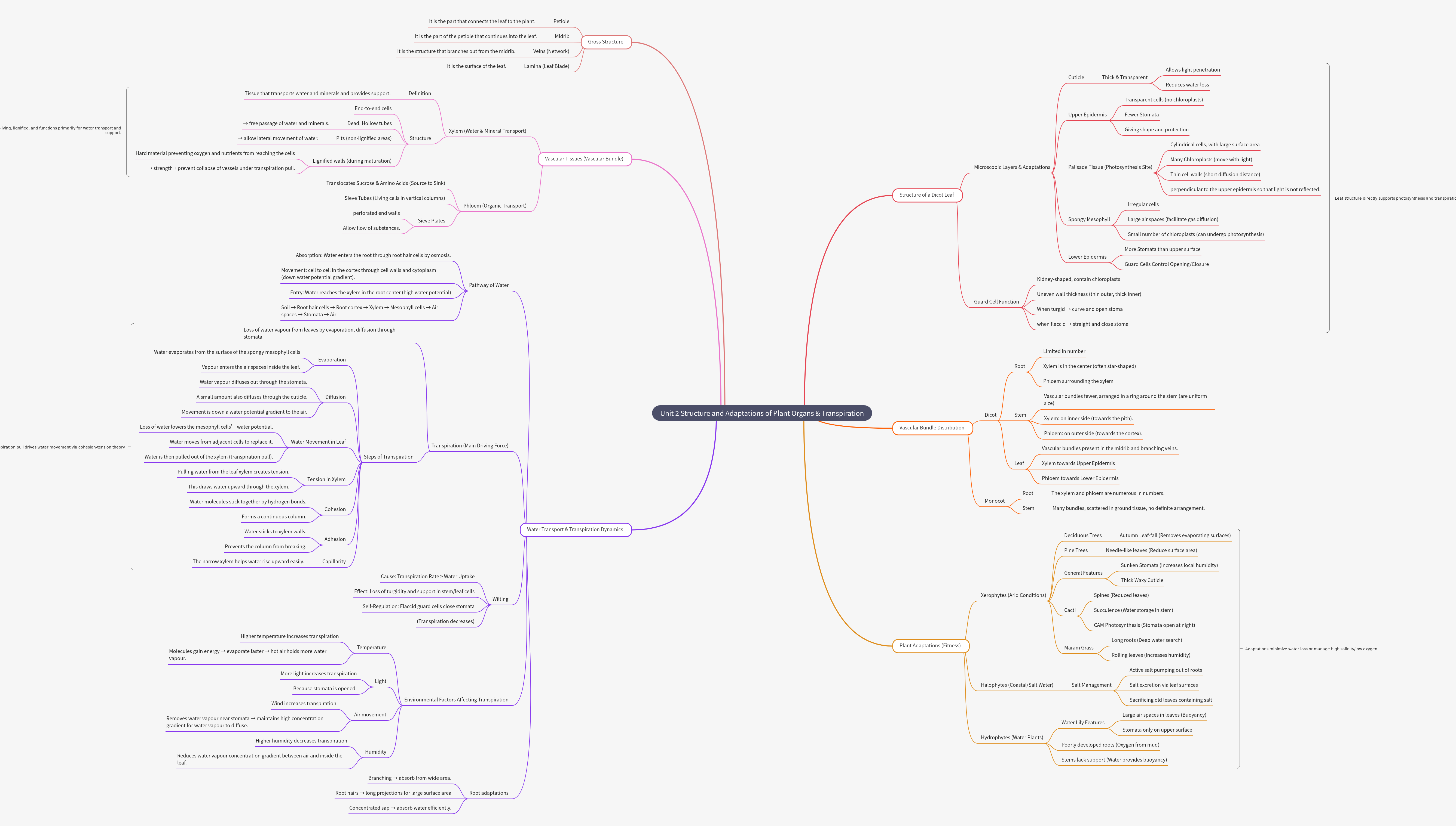 Plant Organ Structure, Adaptations, and Transpiration