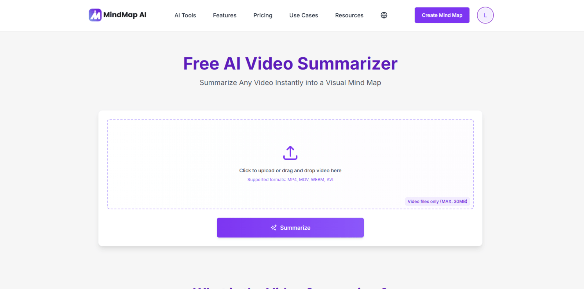 MindMap AI's Video Summarizer screenshot