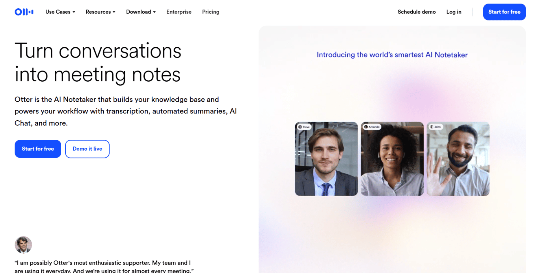 Otter AI's Video Summarizer screenshot