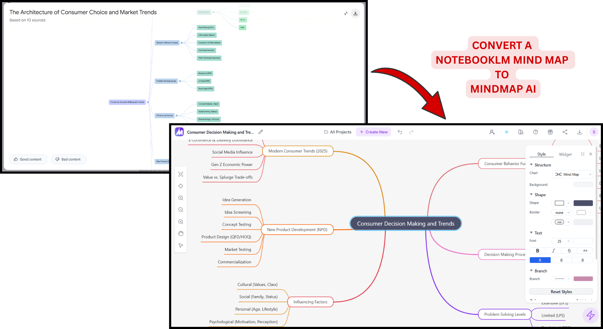 Convert a NotebookLM Mind Map to MindMap AI