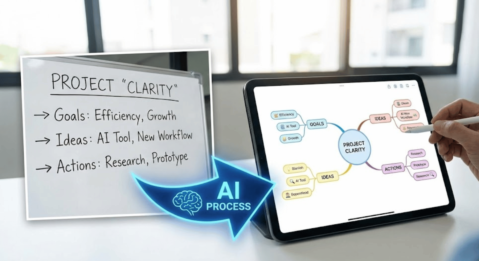 Photo of notes to mind map using AI