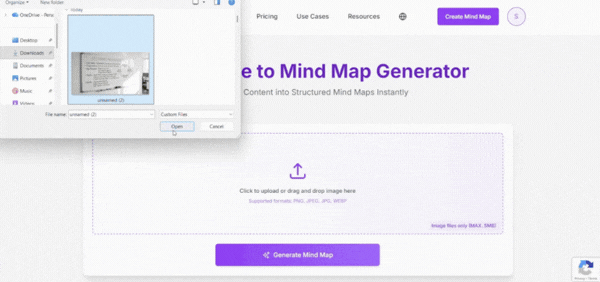 Creating mind map on Image to mind map of MindMap AI