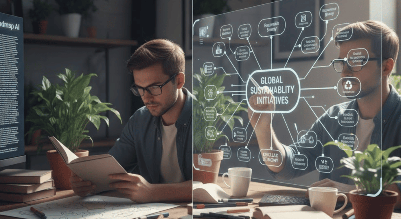 Traditional manual mind mapping vs AI generated mind map