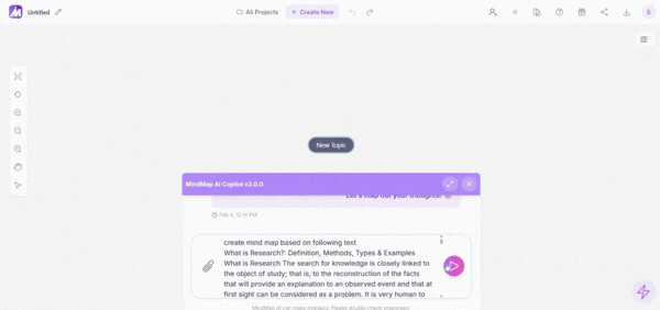 Creating a mind map from bullet points on MindMap AI