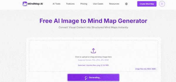 Create mind map from Handwritten Notes on MindMap AI