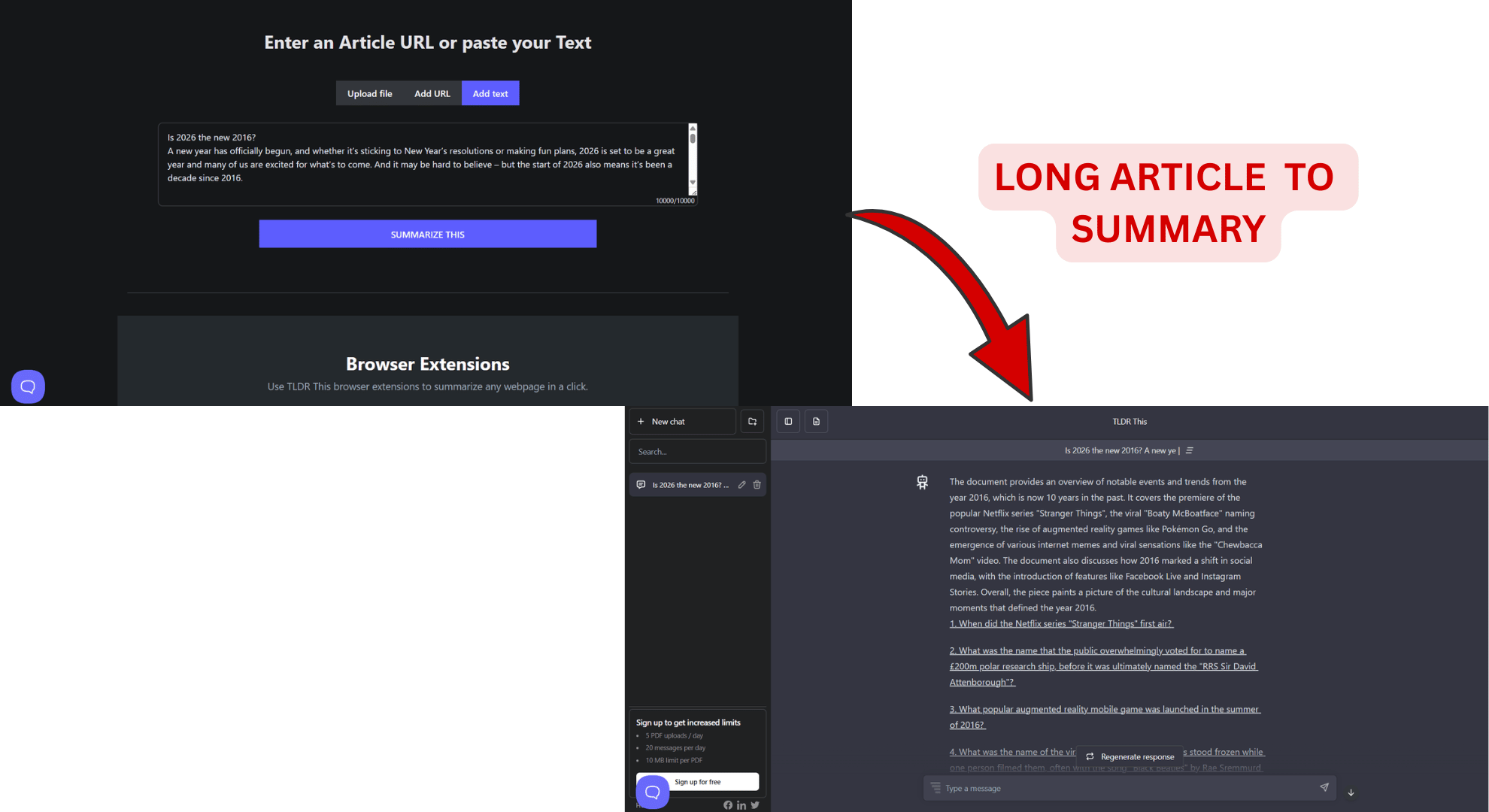 TLDR This AI tool summarizing a long article