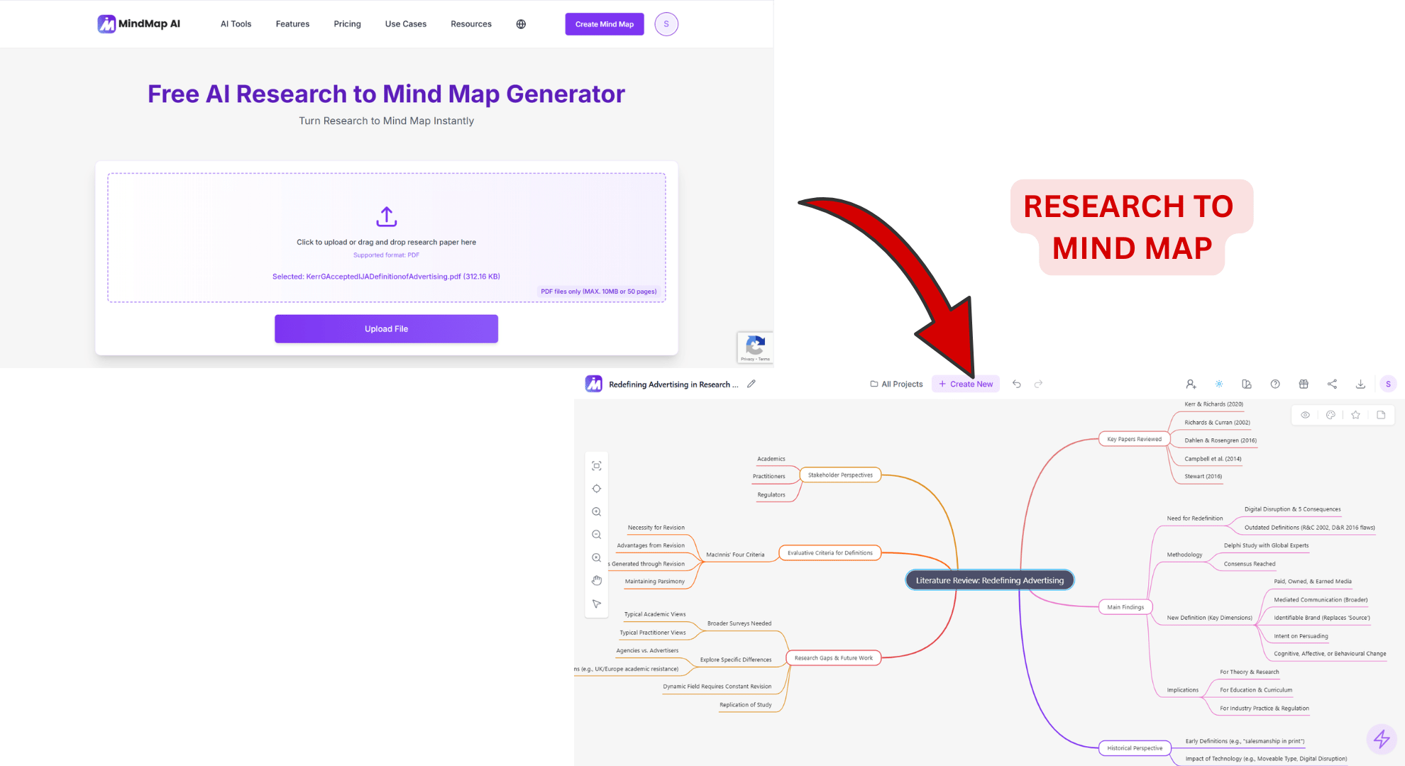 Free AI Research to Mind Map Generator for researchers