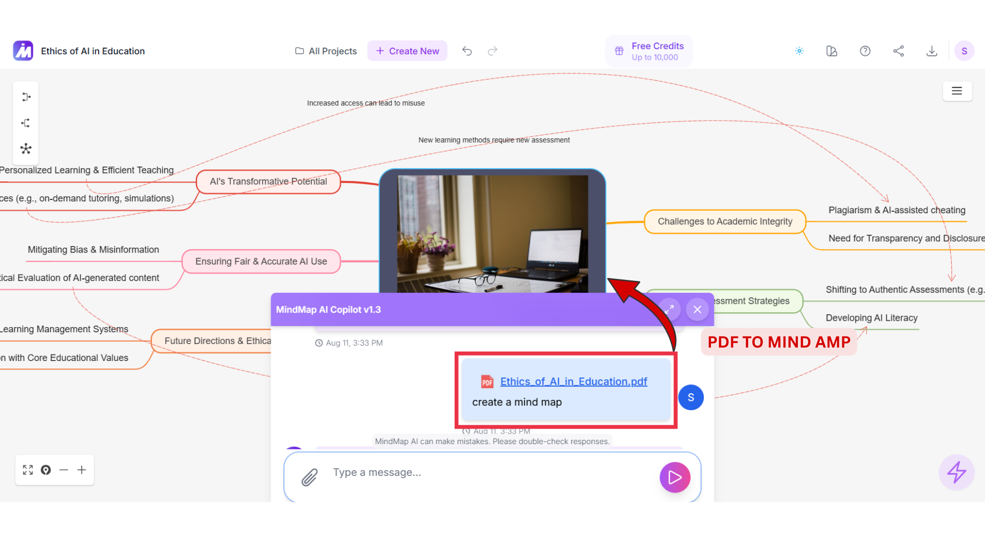 Mindmap AI pdf to mind map screenshot