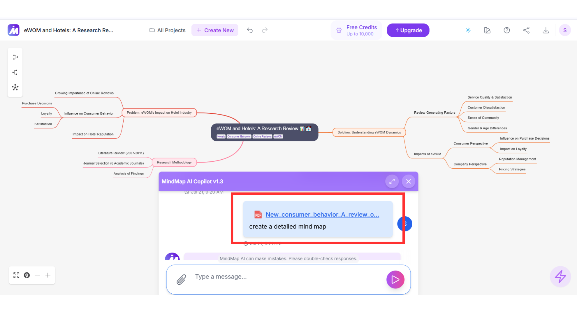 Screenshot of a white-paper PDF on the left and its automatically generated mind map on the right