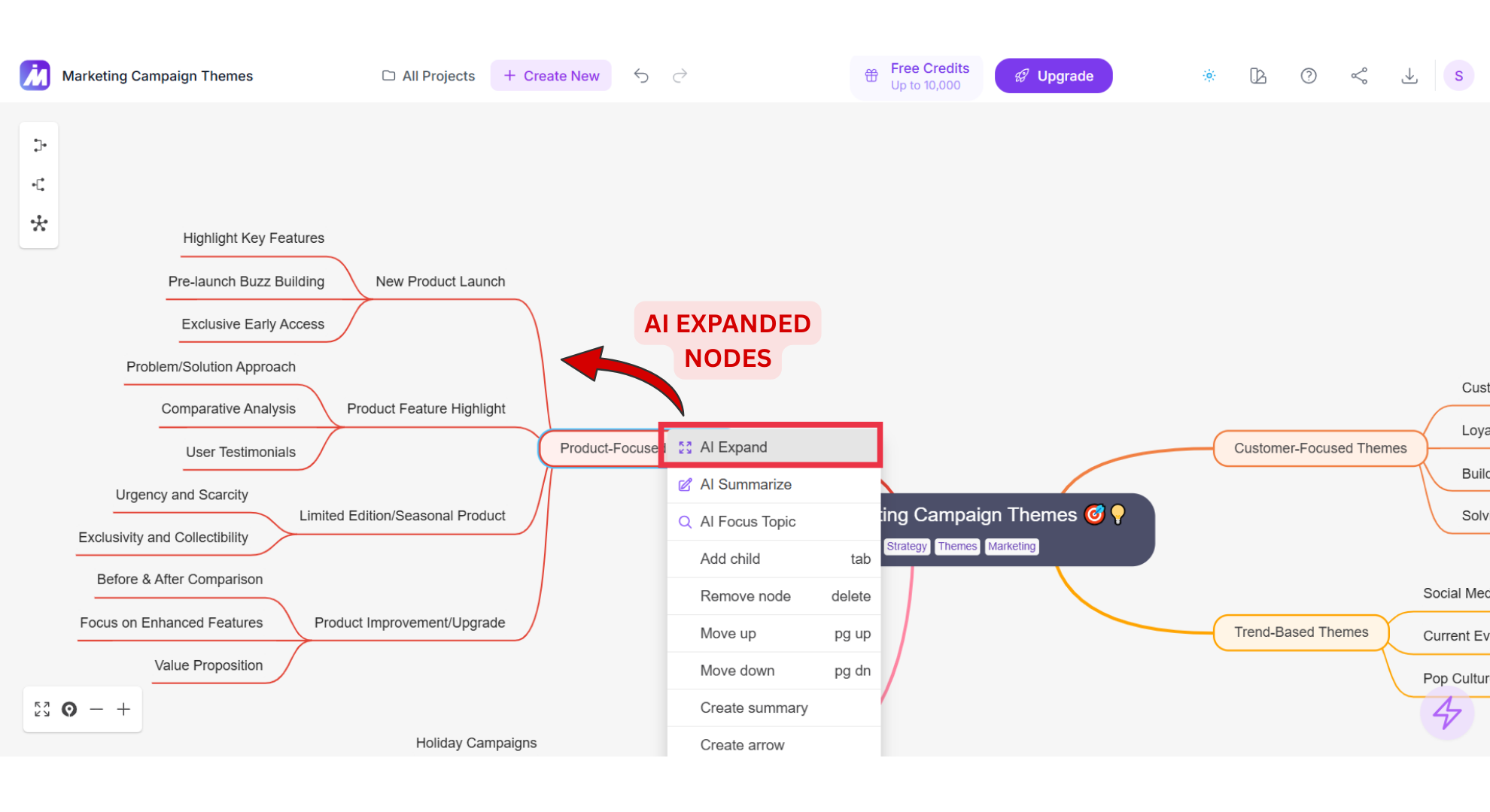 AI expand of Mindmap AI screenshot