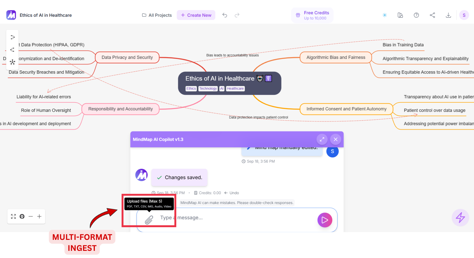 Multi-format Input screenshot of Mindmap AI
