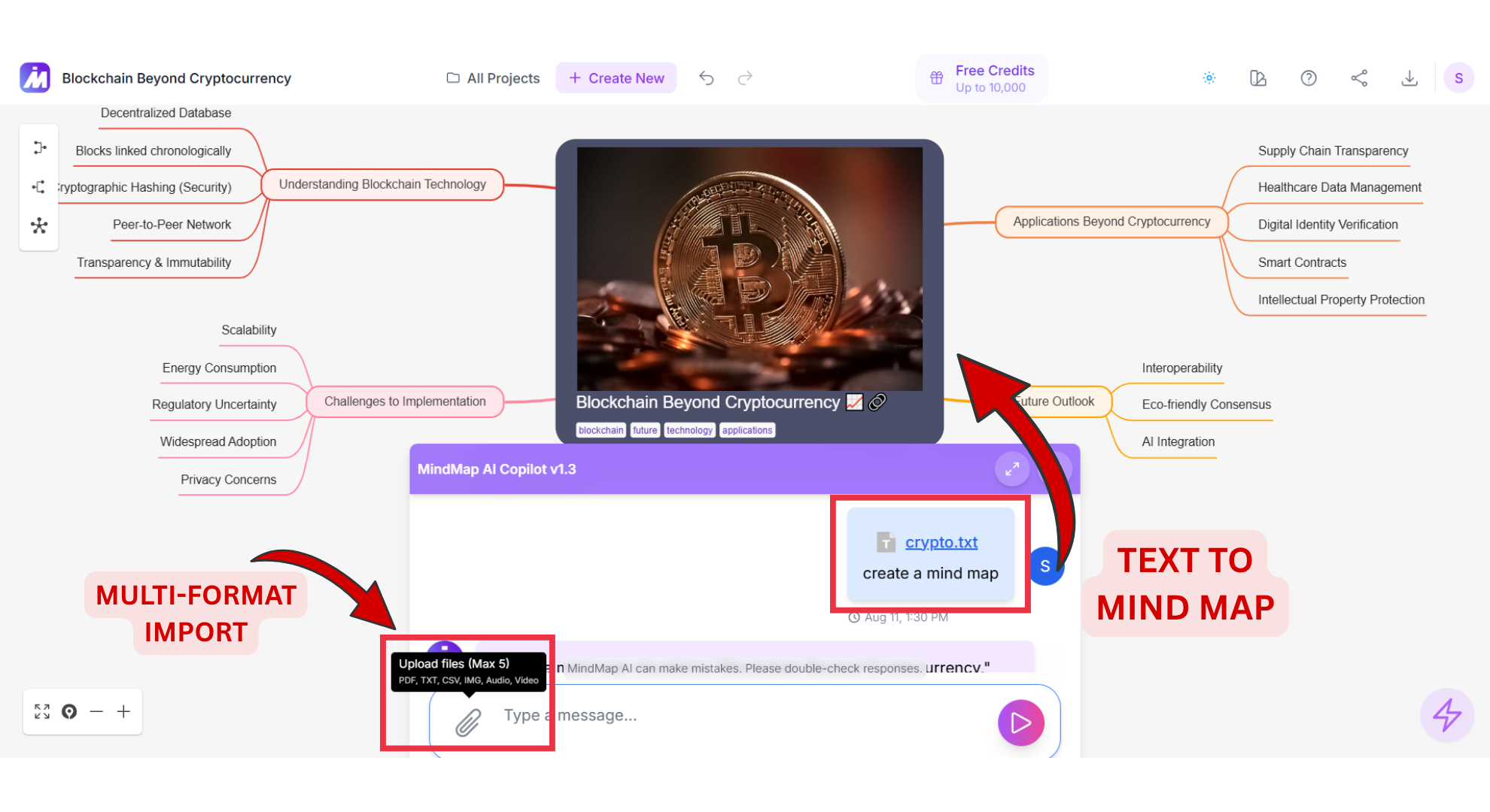 MindMap AI Multi-format ingest screenshot