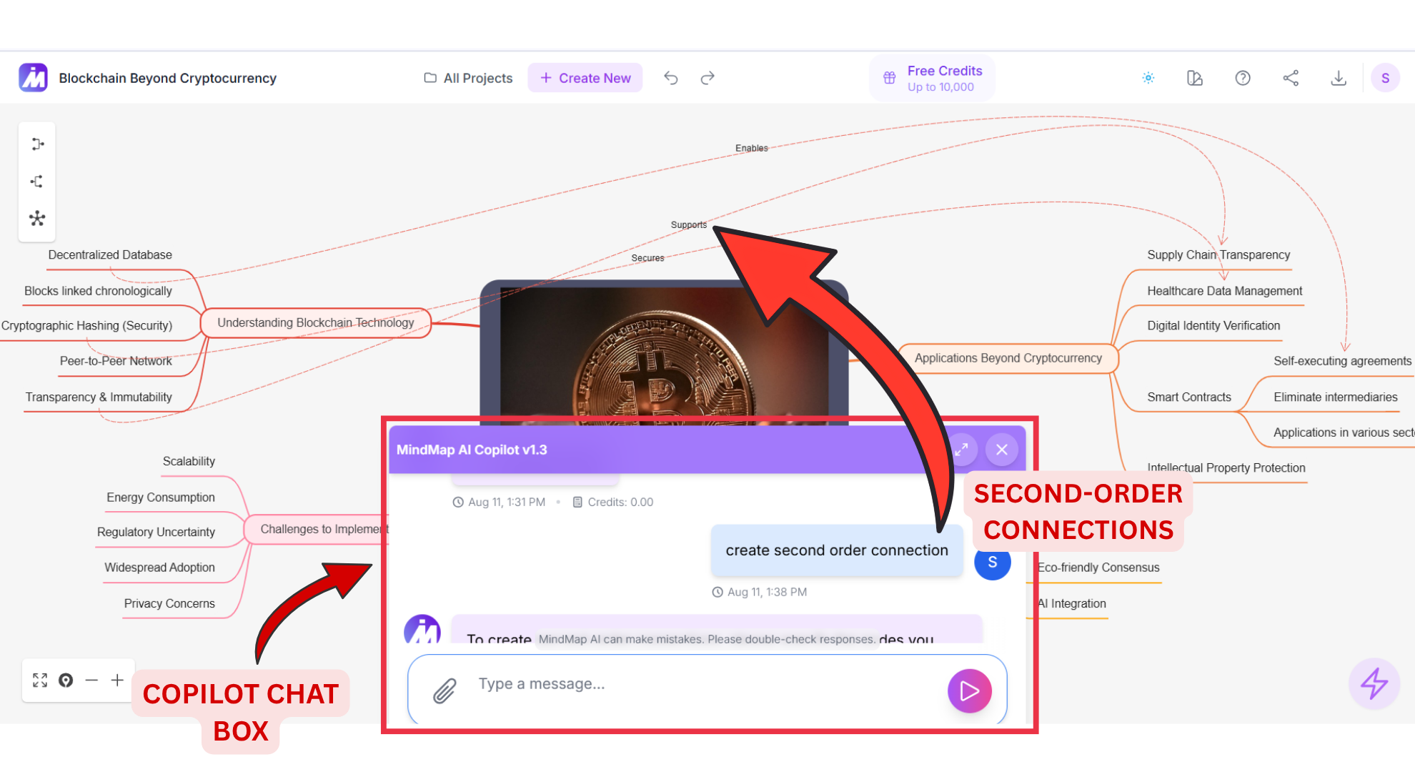 MindMap AI Copilot Chat & Second-Order Connections screenshot
