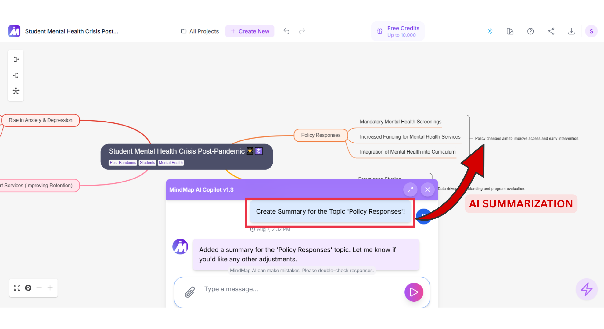 Mindmap AI AI Summarization screenshot