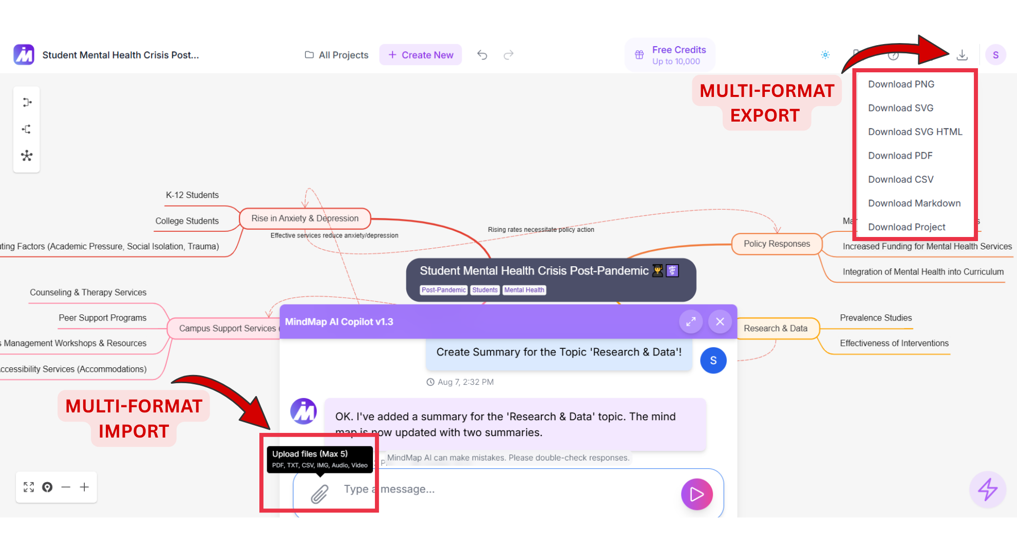 Mindmap AI Multi-Format Input & Export screenshot