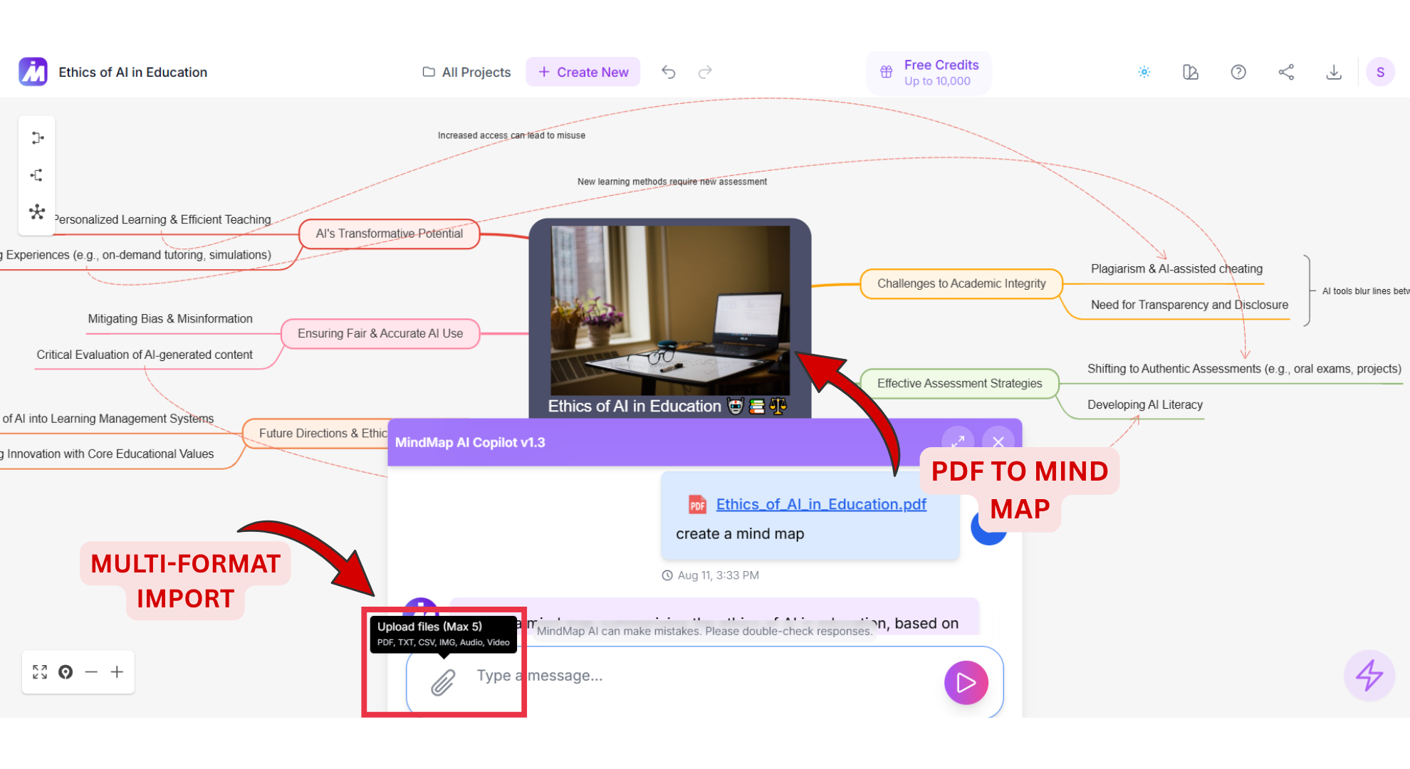 MindMap AI Multi-format import screenshot