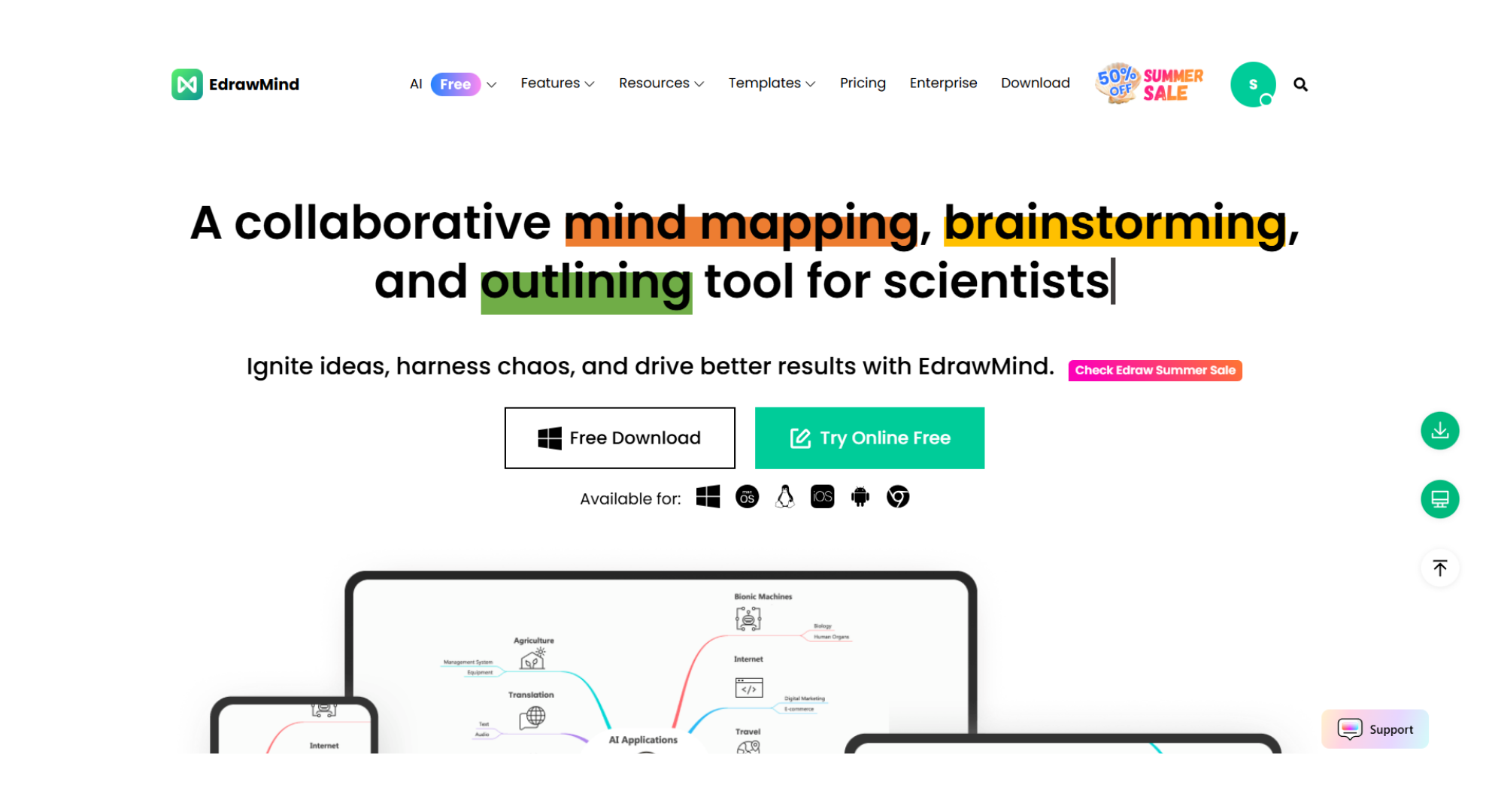 EdrawMind tool home screen screenshot