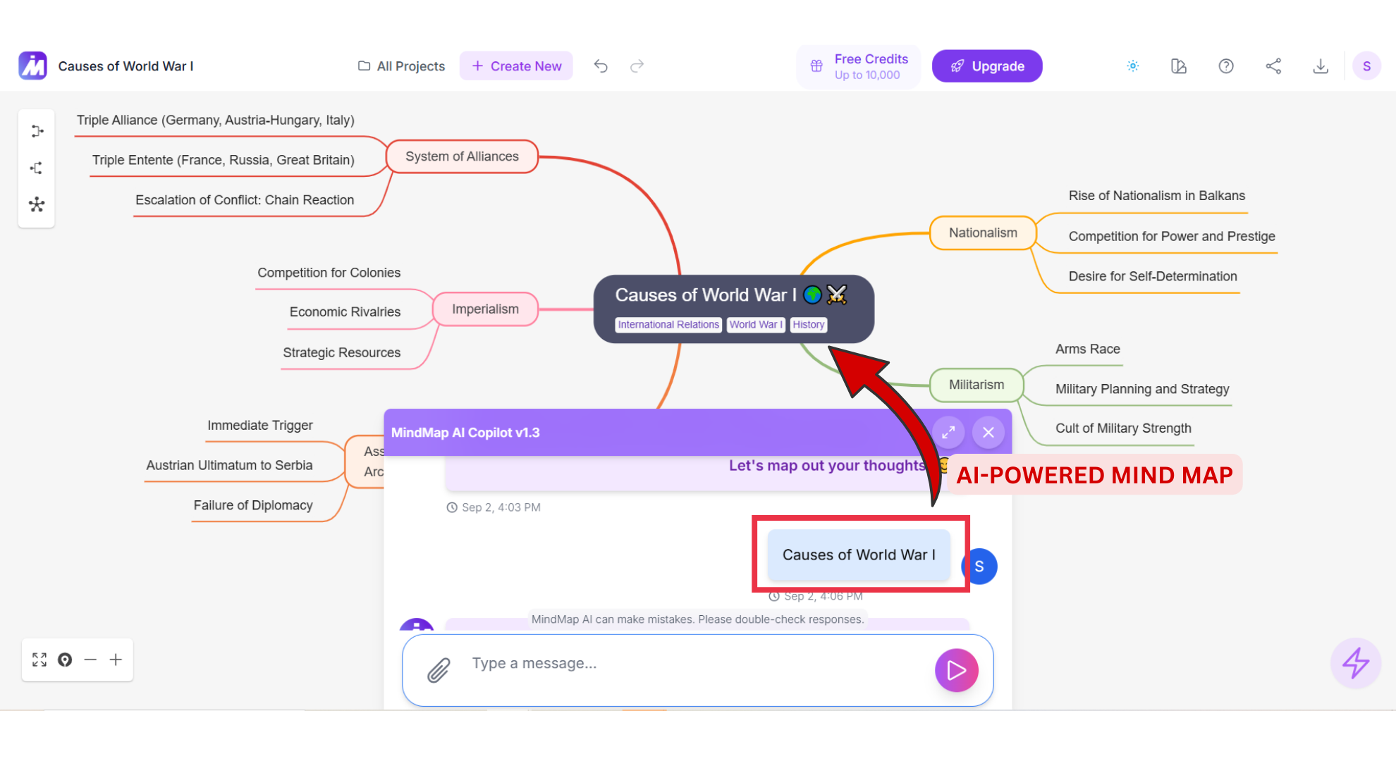 AI-Powered Mind Map Screenshot of MindMap AI