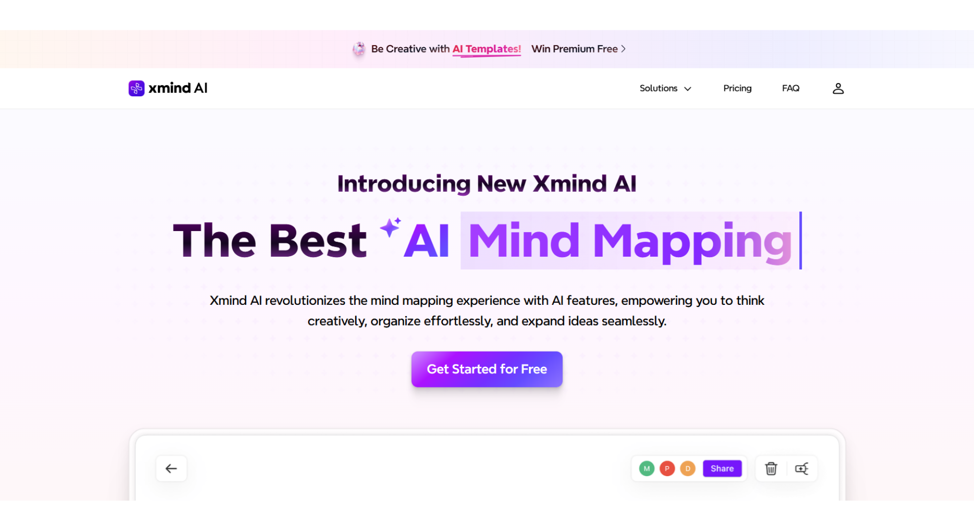 Xmind AI tool home screen screenshot
