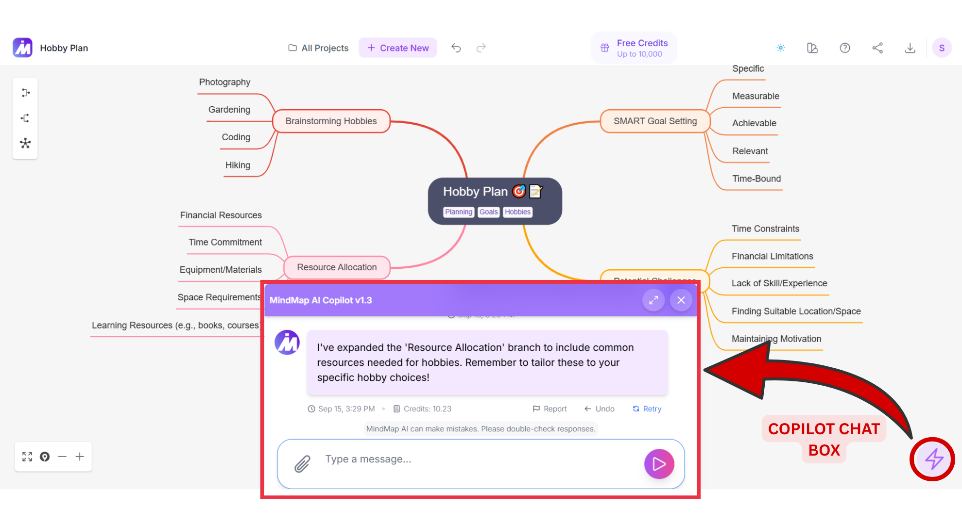 Copilot Chat Screenshot of Mindmap AI
