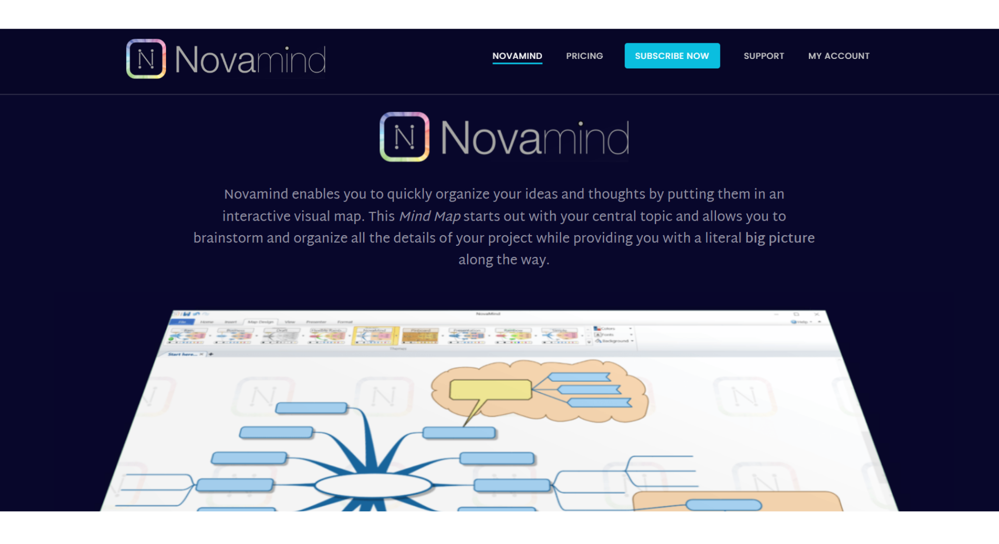 Novamind tool homescreen screenshot