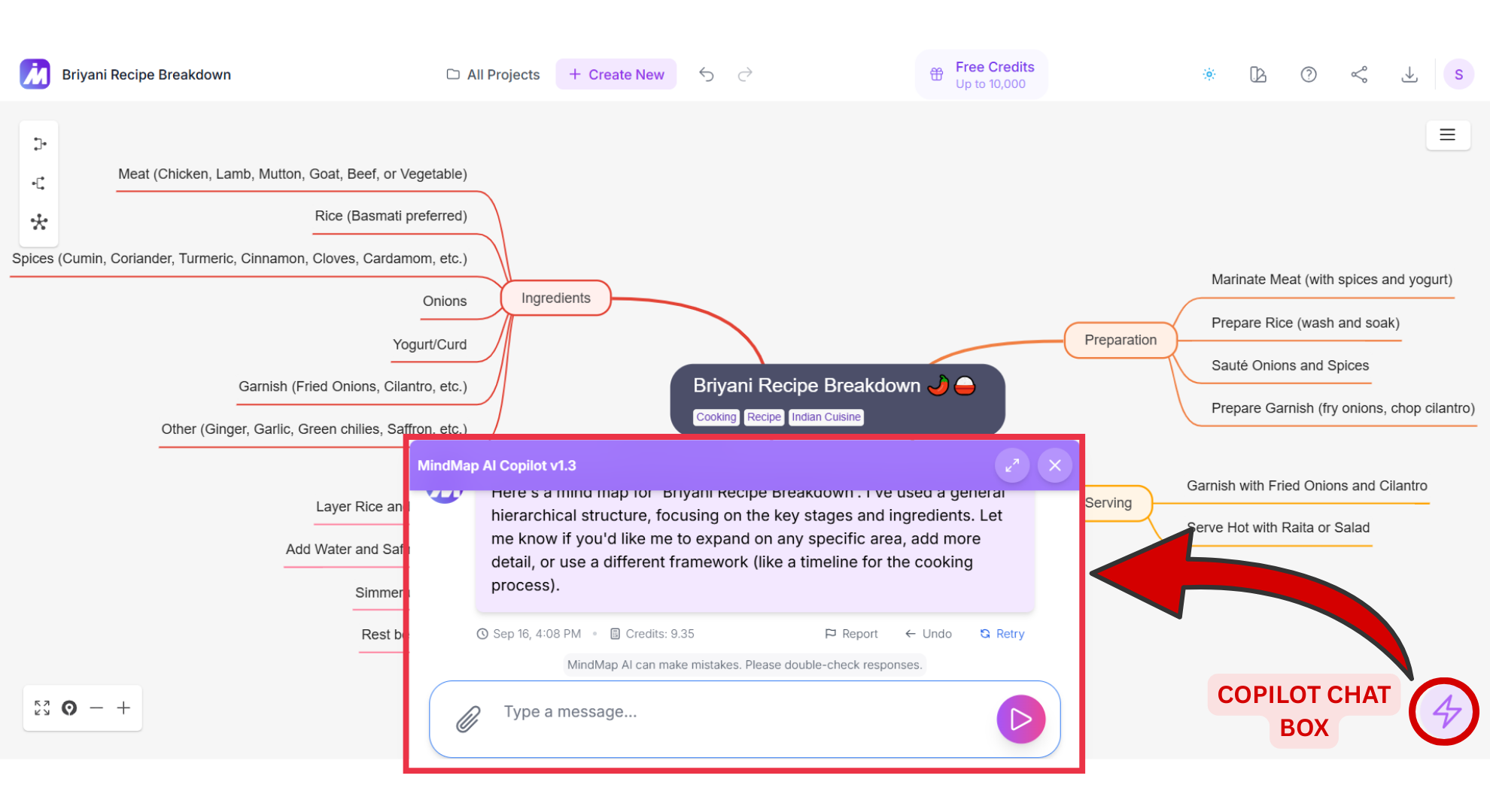 Copilot Chat screenshot of Mindmap AI