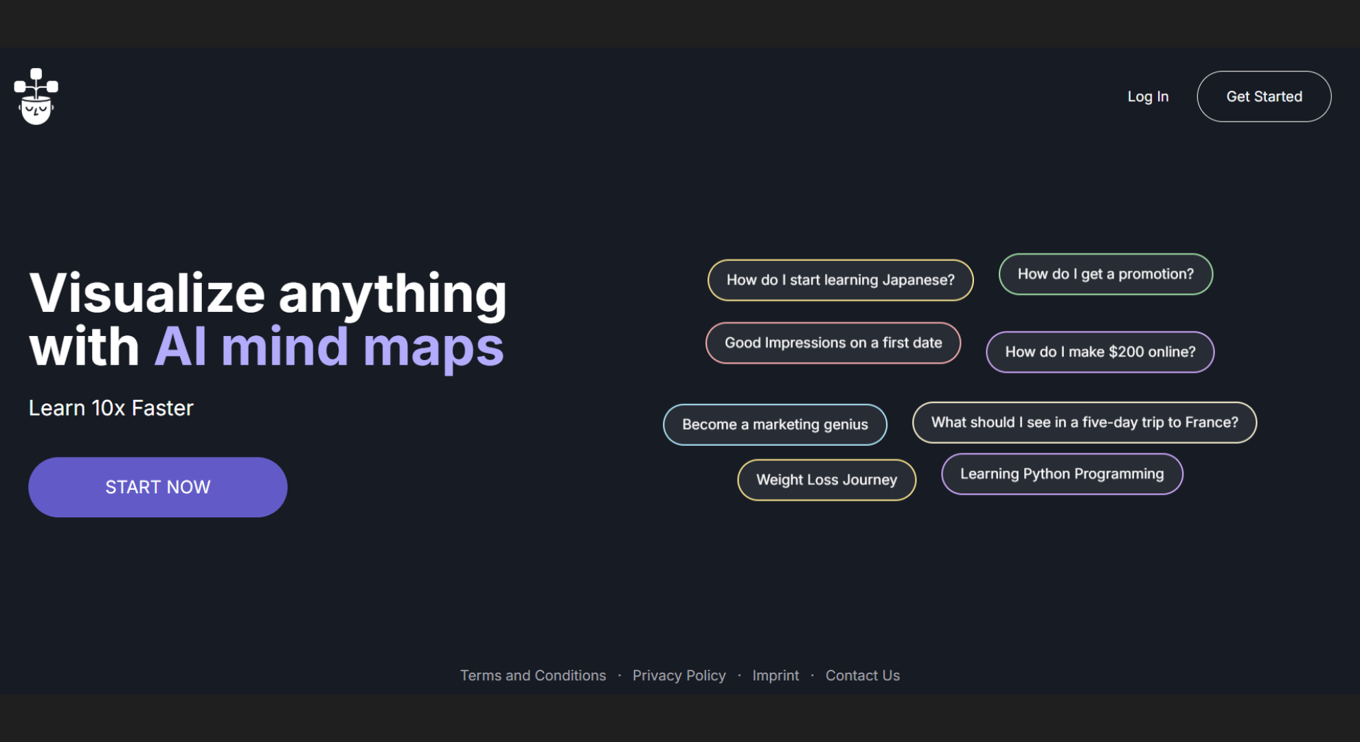 VisualMind tool home screen screenshot
