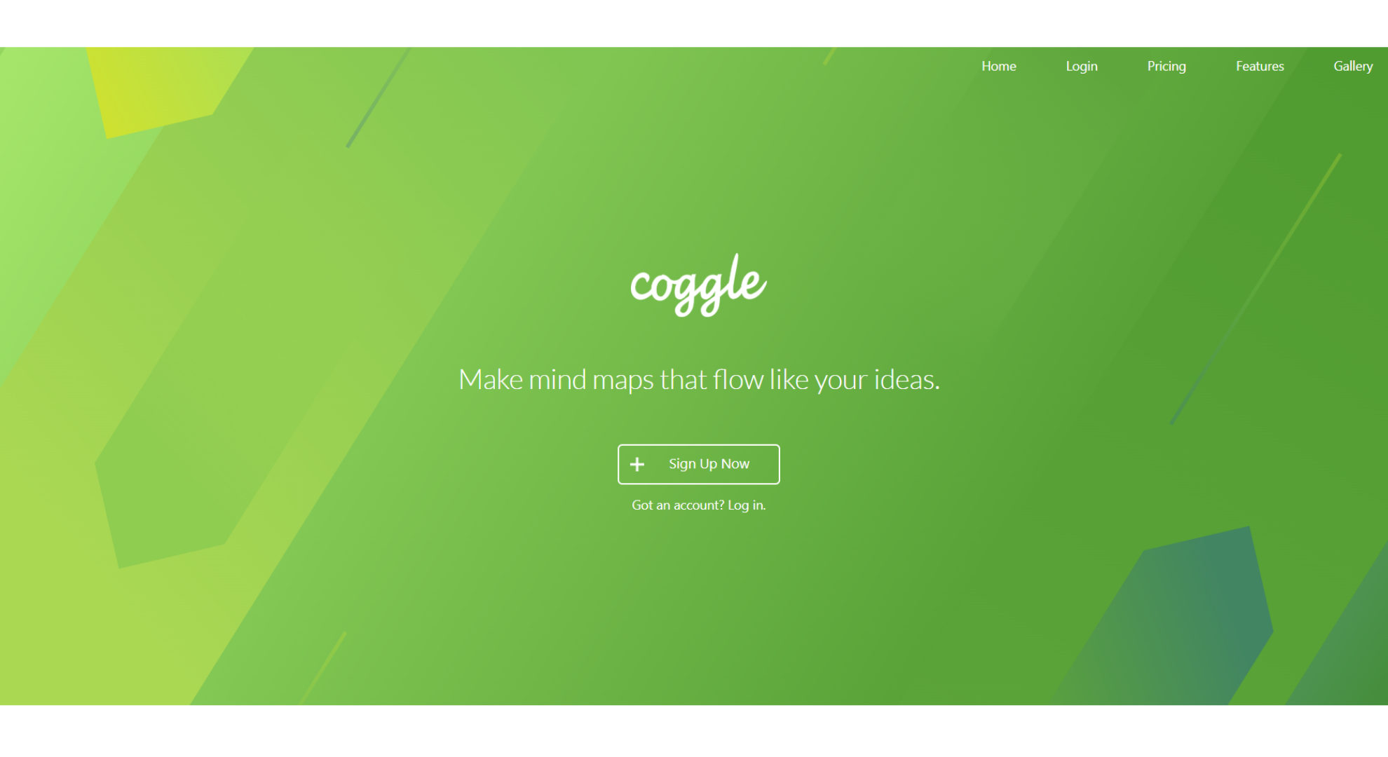 Coggle tool home screen screenshot