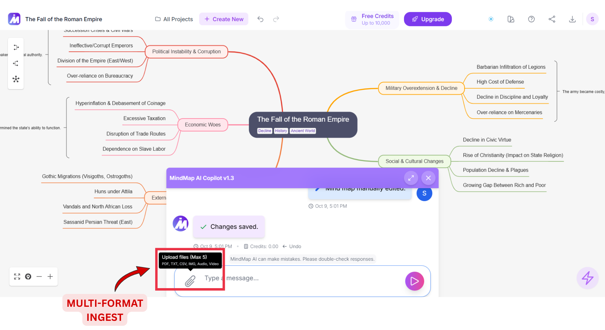 Multi-format ingest screenshot of MindMap AI