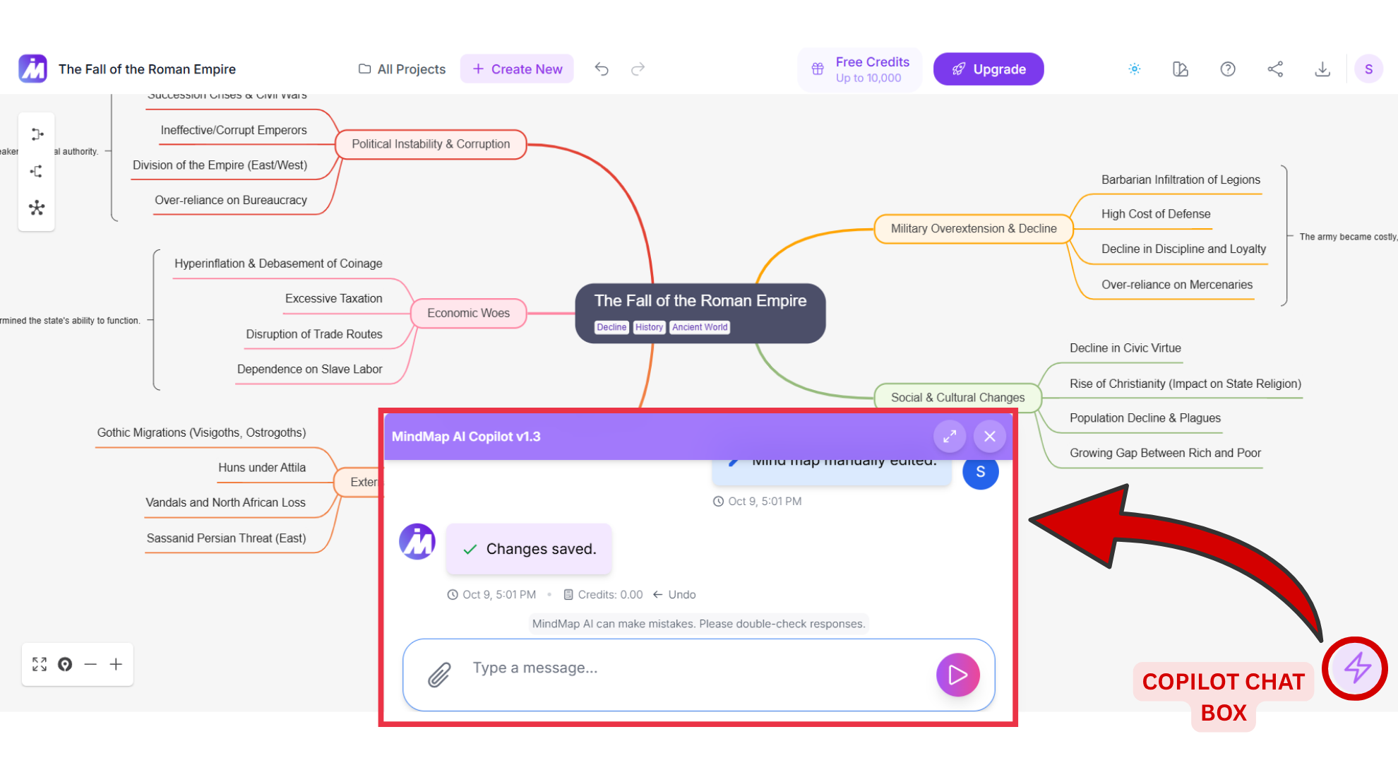 Copilot chat box screenshot of MindMap AI