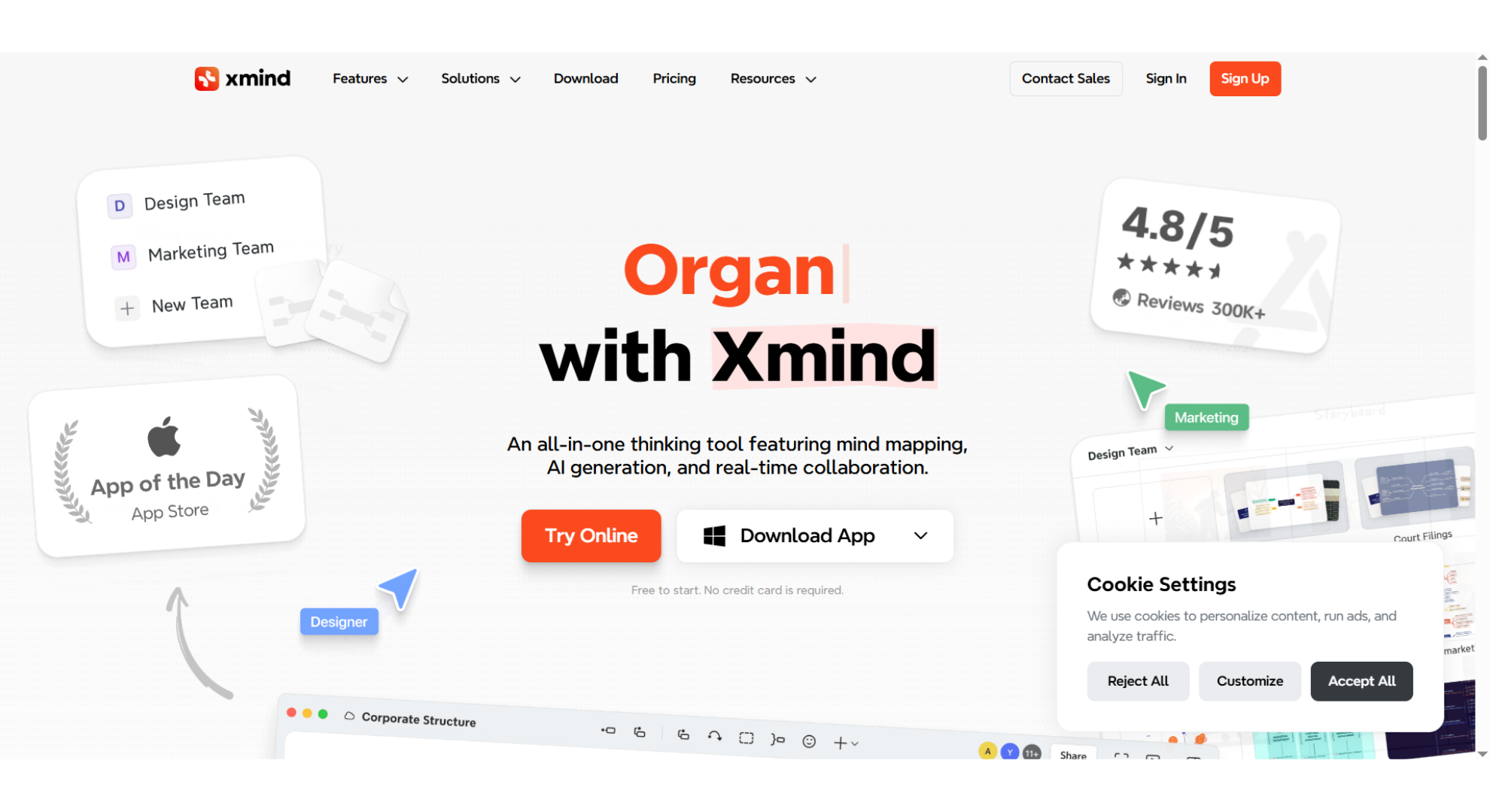 Xmind tool home screen screenshot