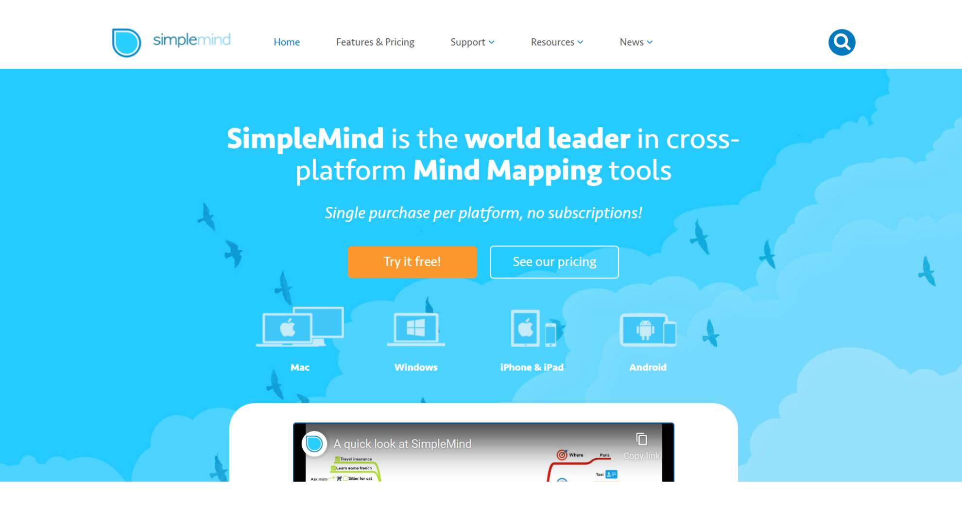 SimpleMind tool home screen screenshot