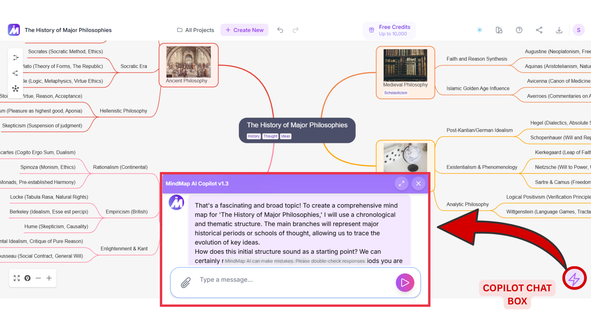 Copilot chat box screenshot of MindMap AI