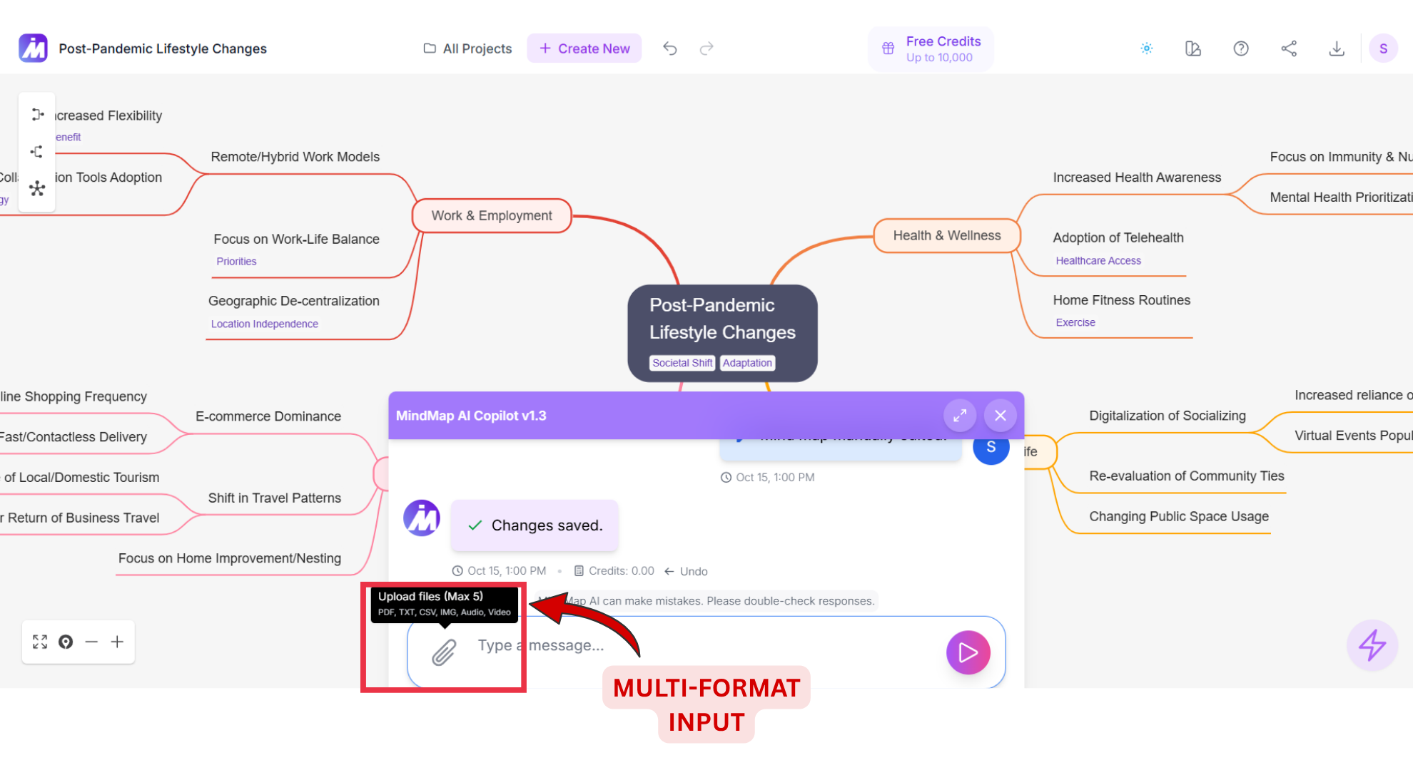 Multi-format input screenshot of MindMap AI