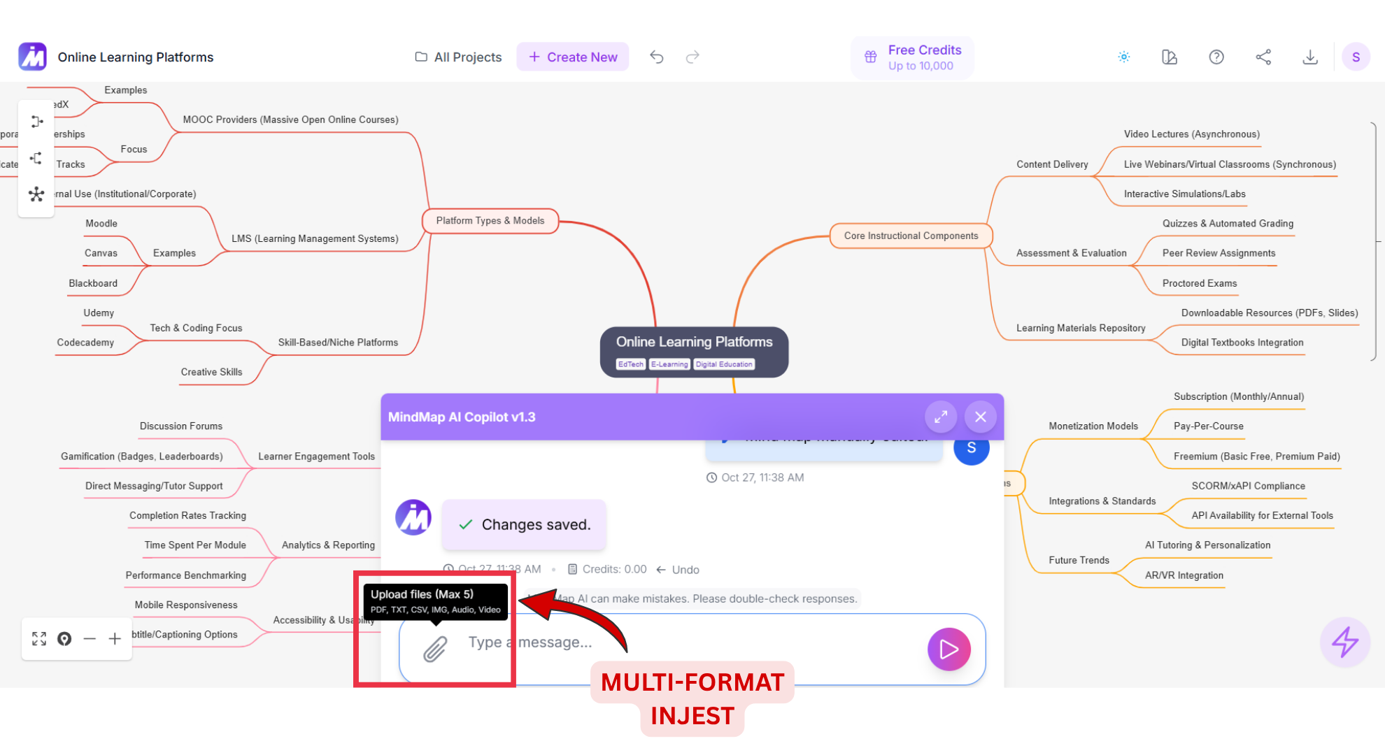 Multi-format ingest screenshot of MindMap AI