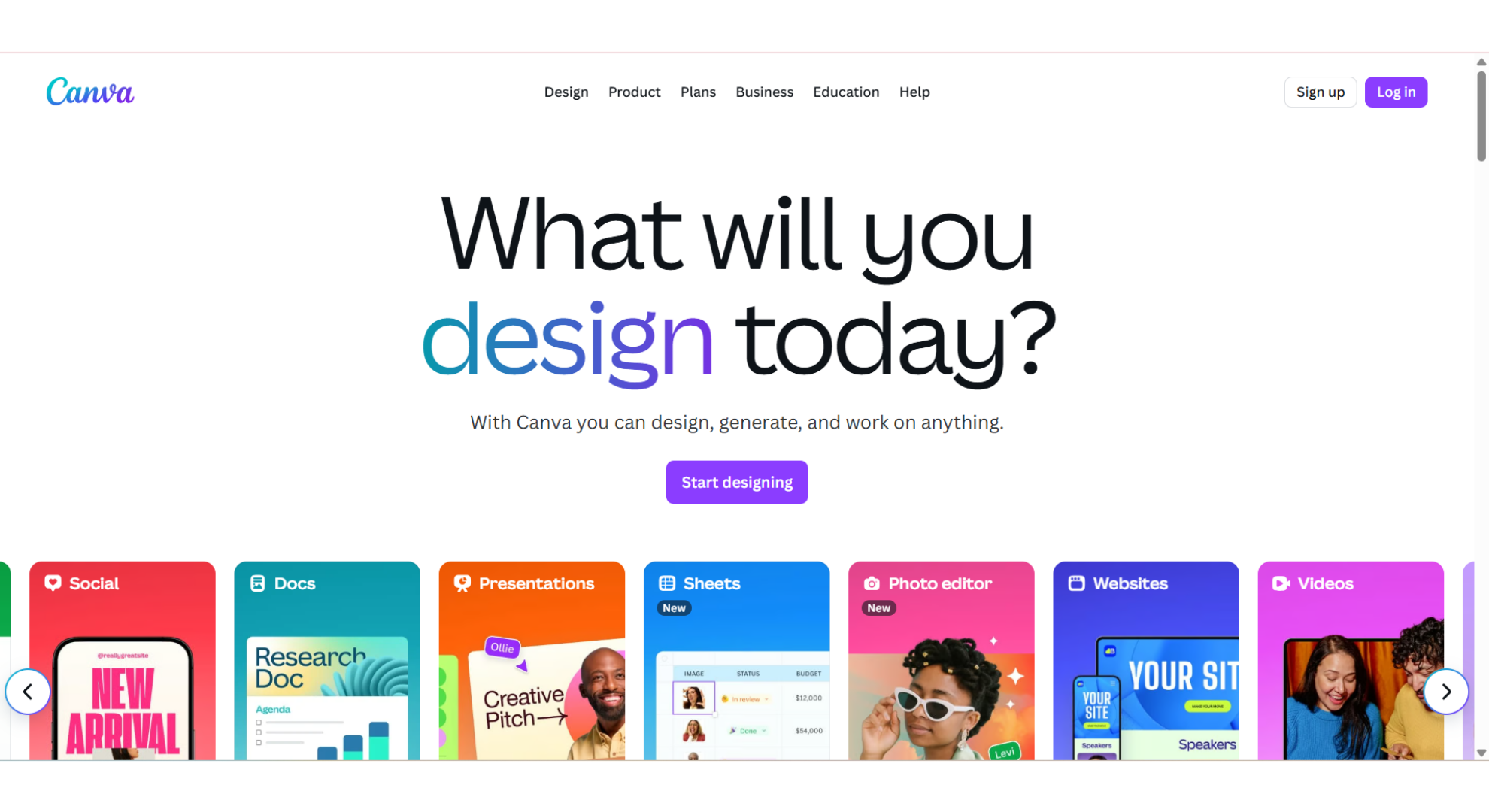 Canva home screen screenshot