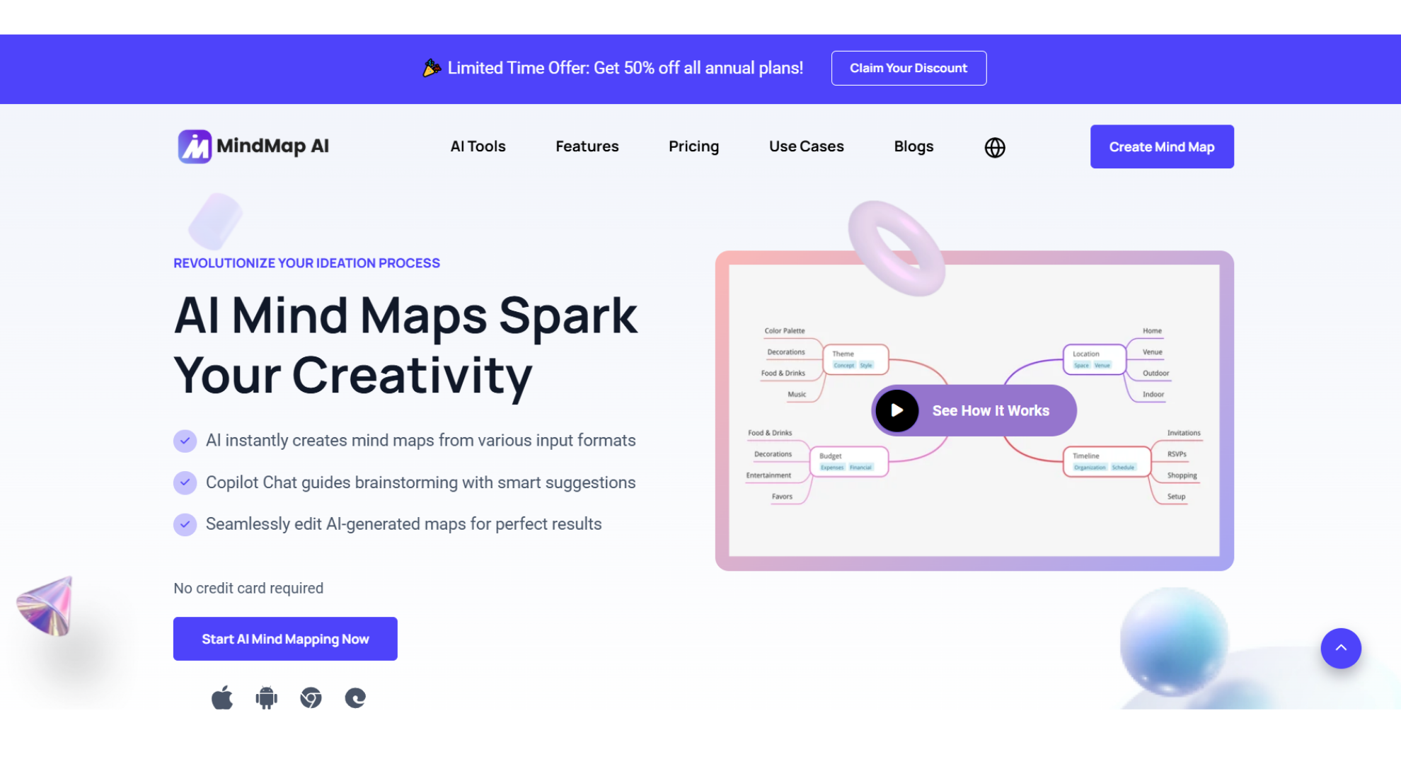 MindMap AI tool home screen screenshot