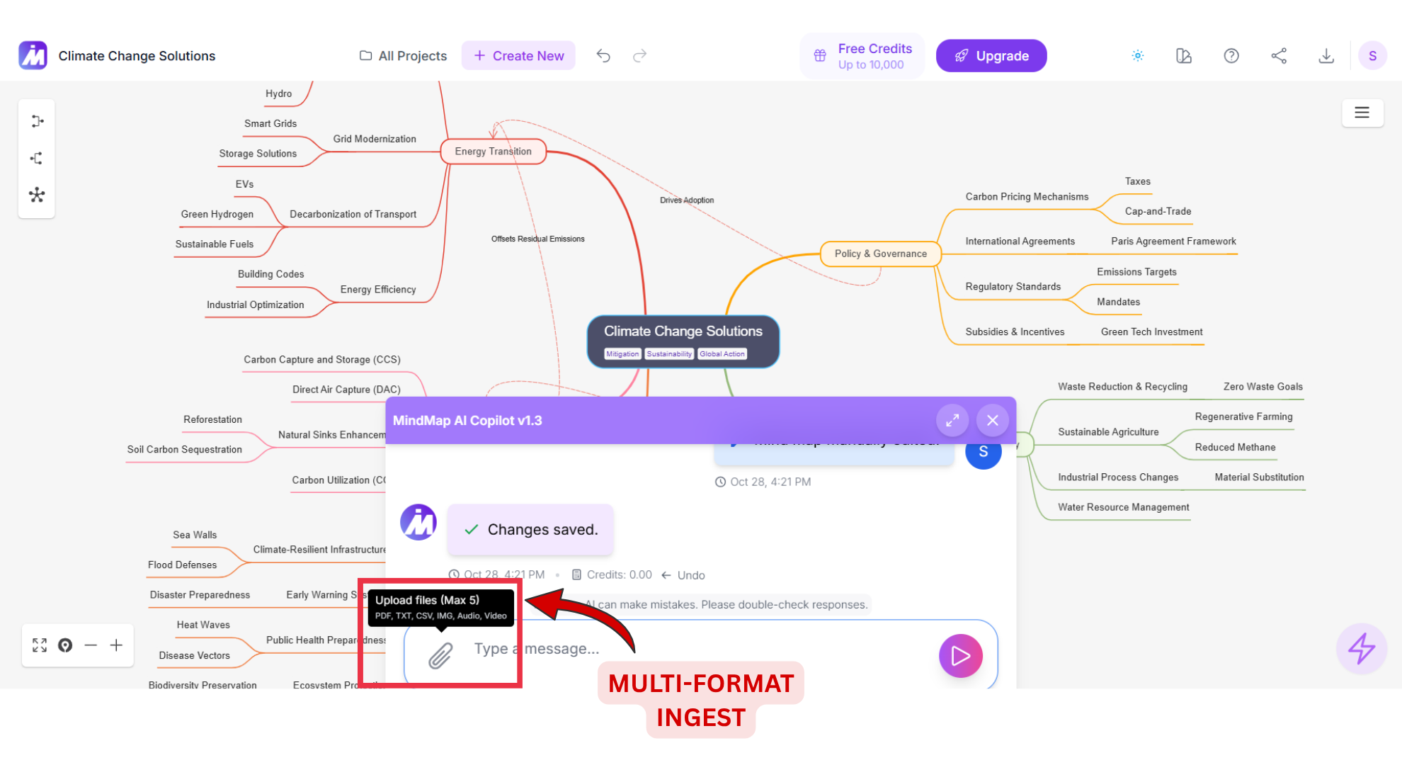 Multi-format ingest screenshot of MindMap AI