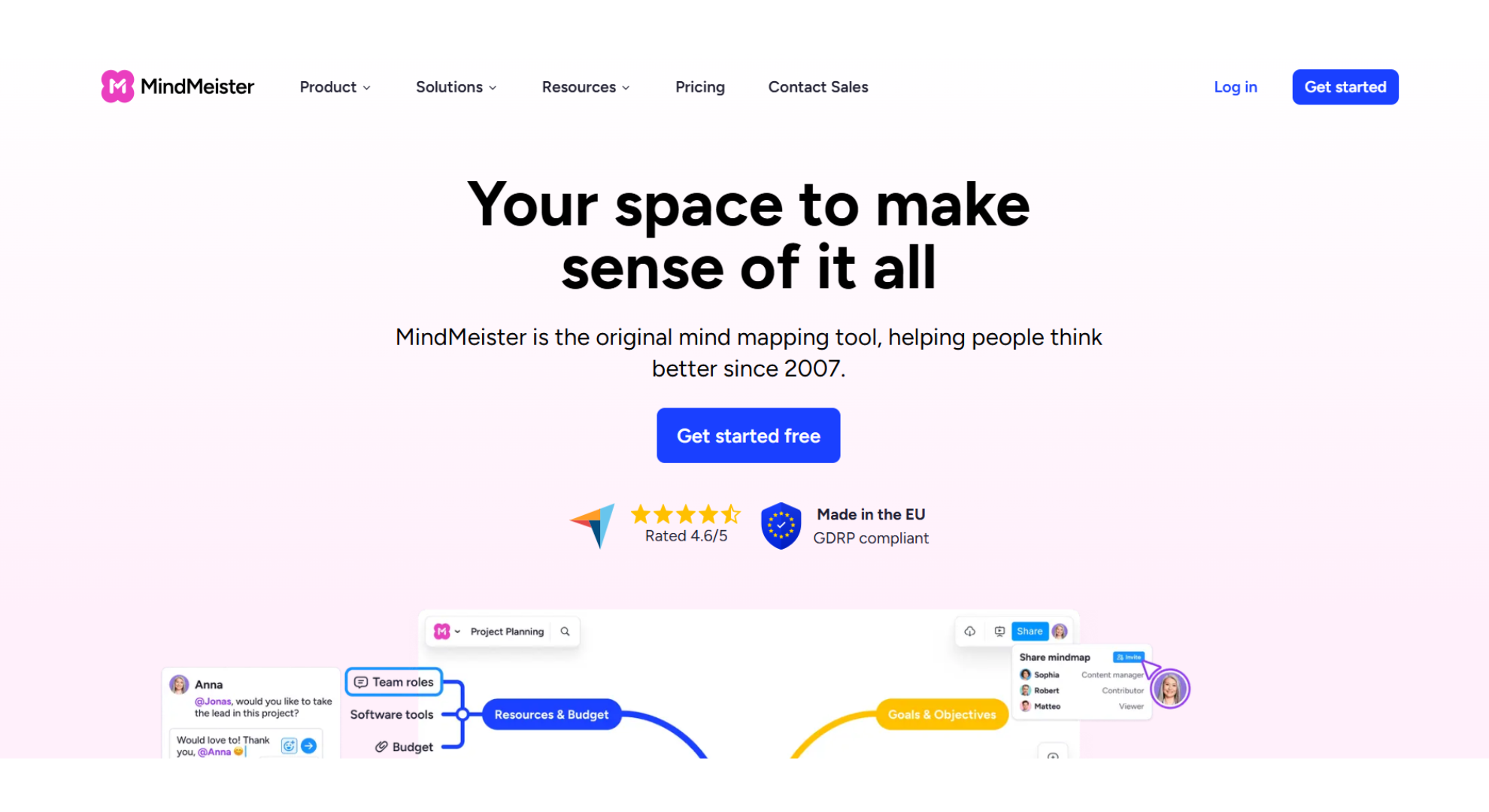 MindMeister tool home screen screenshot