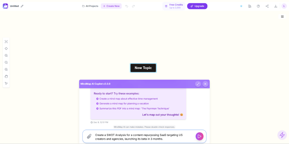 Example prompt input screen