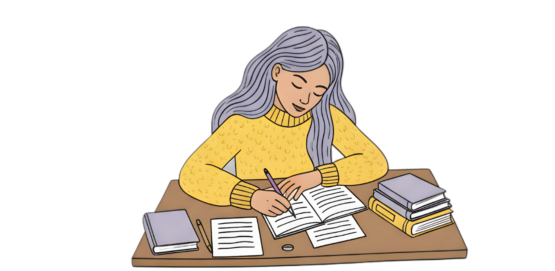 A girl working on an essay assignment