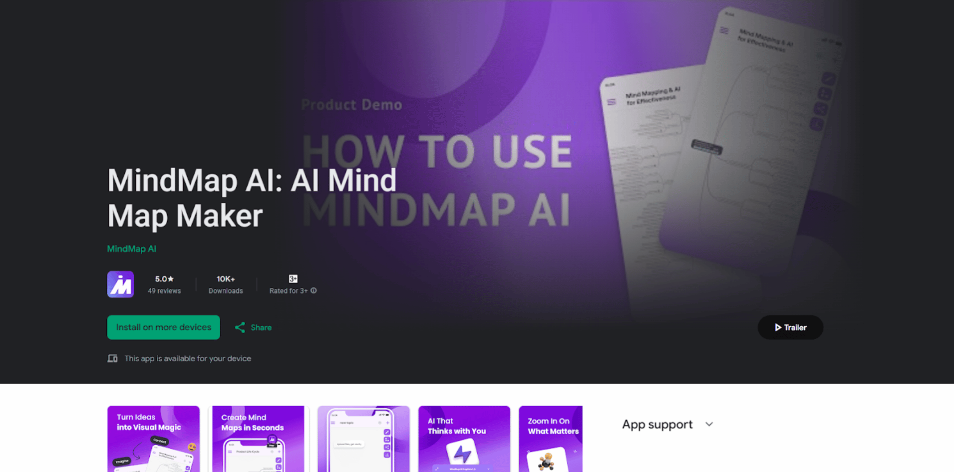 Screenshot of the MindMap AI app on Google Play