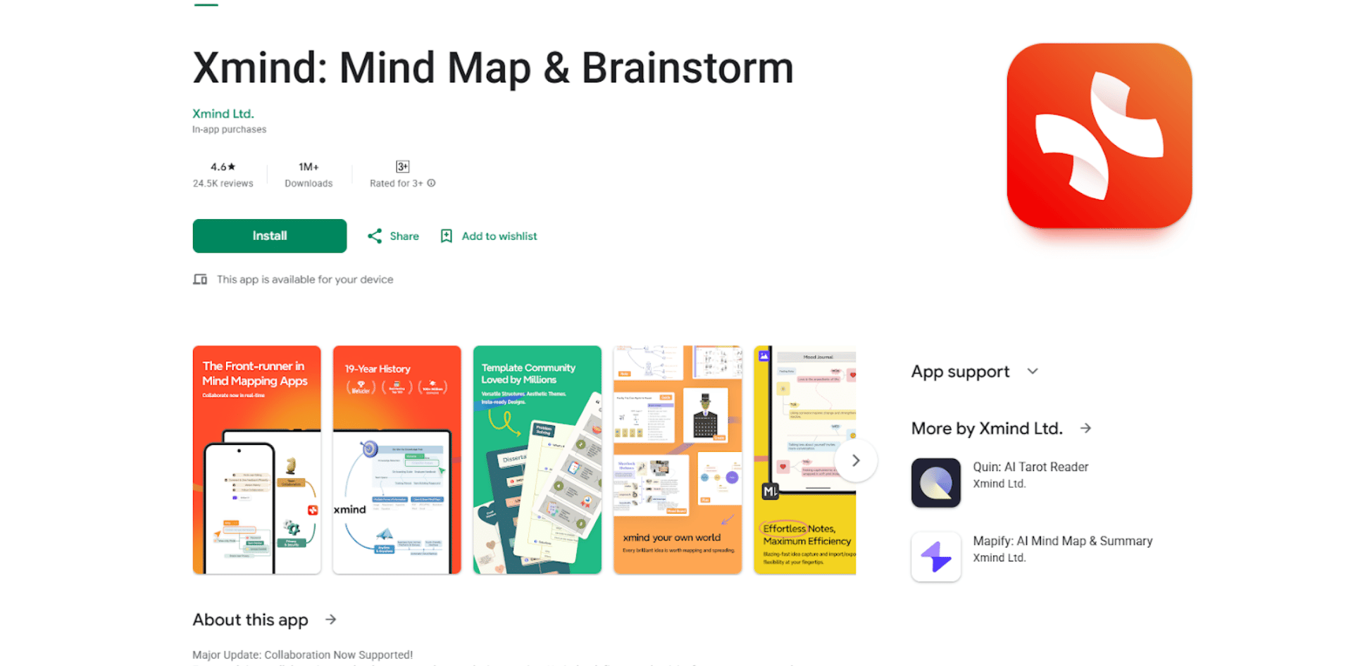 Screenshot of the xmind app on Google Play